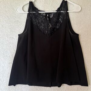 Express 2010s Black Lace Trim Tank Top